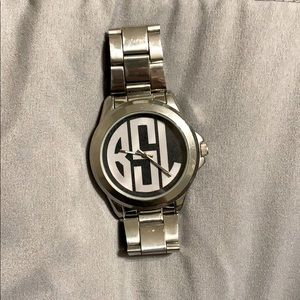 Silver watch with initials